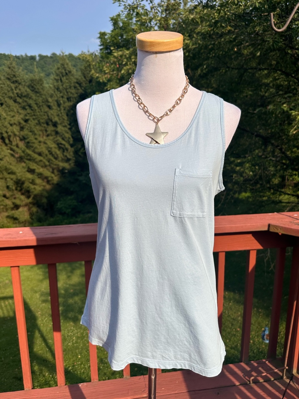 NWT! J. Crew Light Blue Garment Dyed Pocket Tank Top